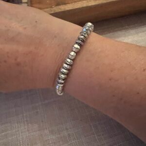 Stella & Dot Nicholette Silver Beaded Stretch Bracelet